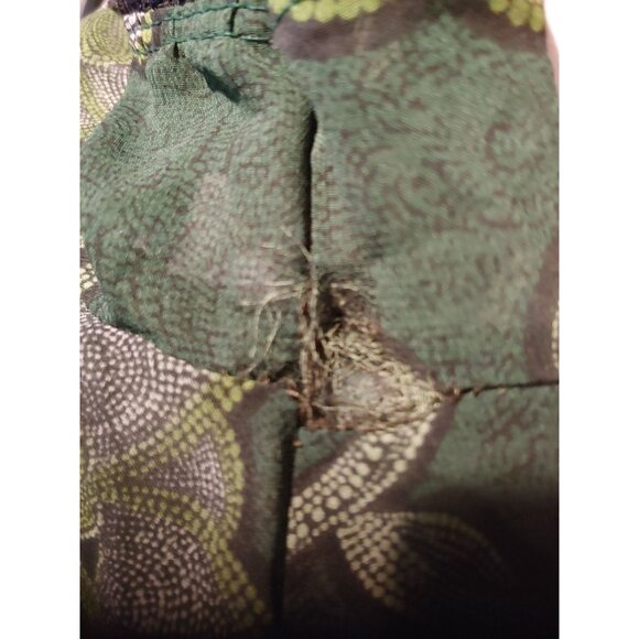 Ing Y2K Boho Sheer Floral Green Flowy Long Puff Sleeve Top M Hippie - Picture 14 of 14